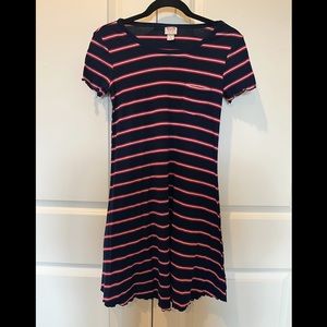 Navy Striped Midi Dress